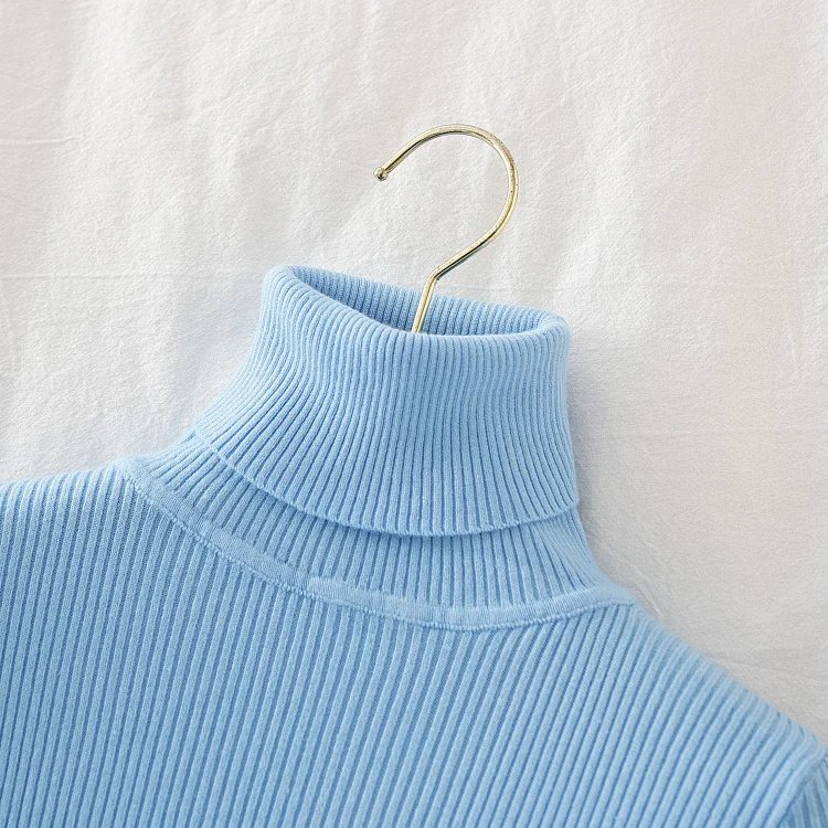Croysier Turtleneck Women Autumn Winter Pullover Sweater Basic Casual Slim Stretch Soft Ribbed Knitted Top Woman Sweaters 2023