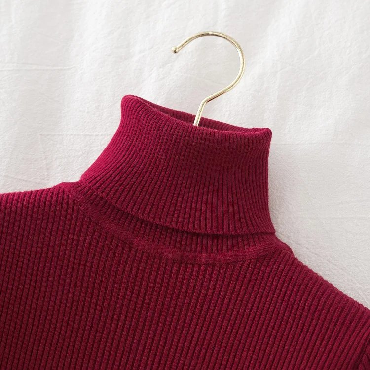 Croysier Turtleneck Women Autumn Winter Pullover Sweater Basic Casual Slim Stretch Soft Ribbed Knitted Top Woman Sweaters 2023