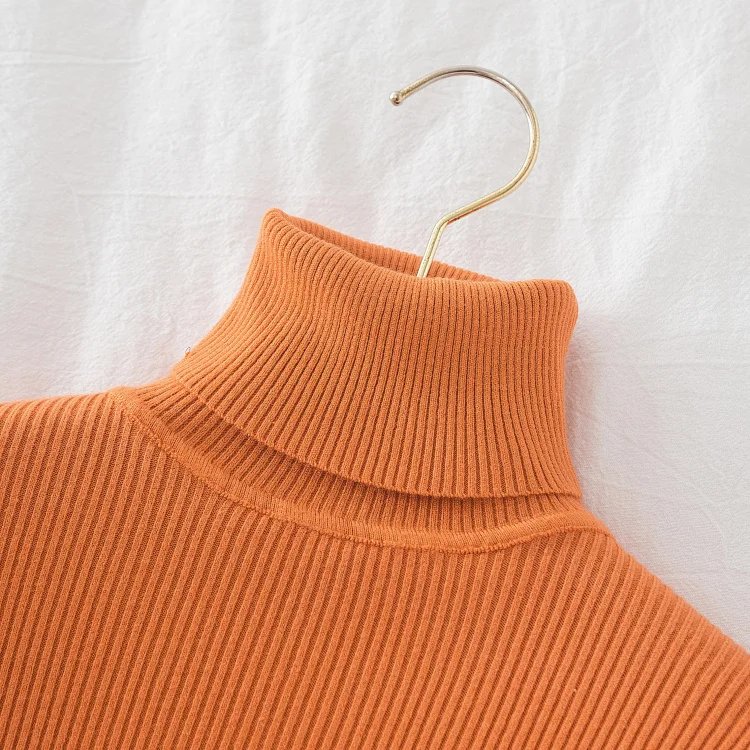 Croysier Turtleneck Women Autumn Winter Pullover Sweater Basic Casual Slim Stretch Soft Ribbed Knitted Top Woman Sweaters 2023