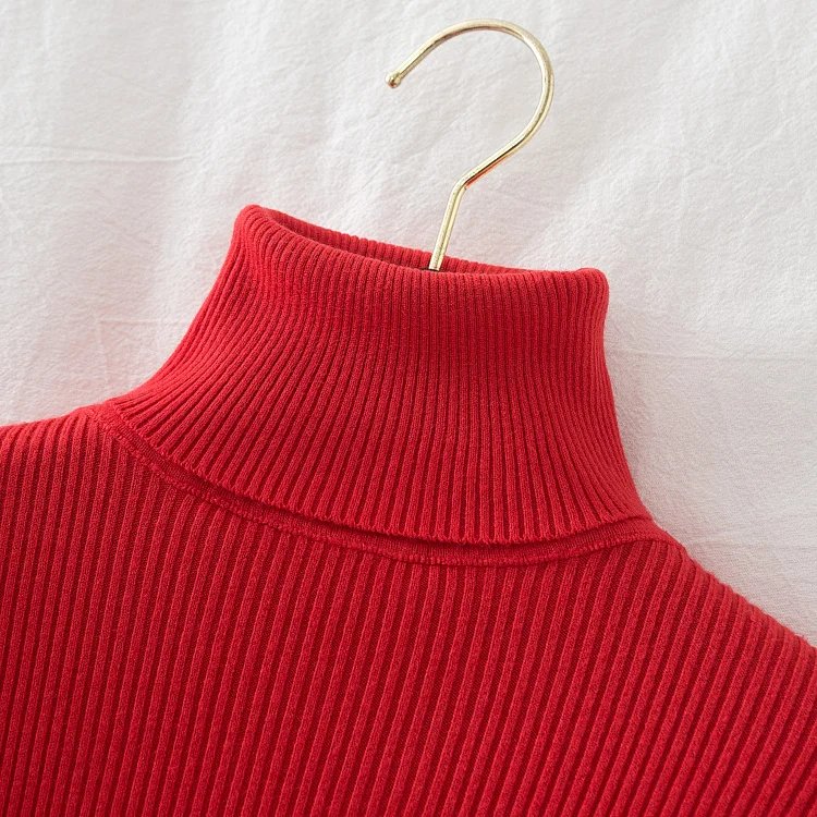 Croysier Turtleneck Women Autumn Winter Pullover Sweater Basic Casual Slim Stretch Soft Ribbed Knitted Top Woman Sweaters 2023