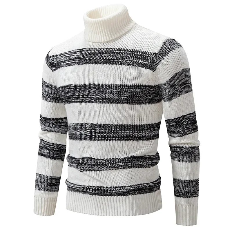 Men's New Autumn and Winter Casual Warm Neck Sweater Knit Pullover Tops  Man Clothes