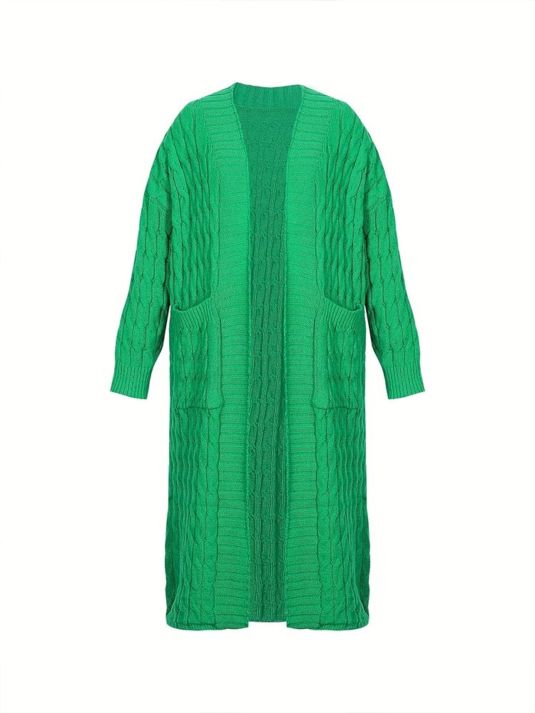 2023 Autumn and Winter New Fashion Women's Cardigan Long Sleeve Sweater with Pockets Women's Cardigan Chunky Knit Top Sweater