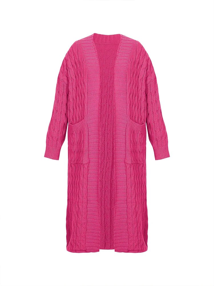 2023 Autumn and Winter New Fashion Women's Cardigan Long Sleeve Sweater with Pockets Women's Cardigan Chunky Knit Top Sweater