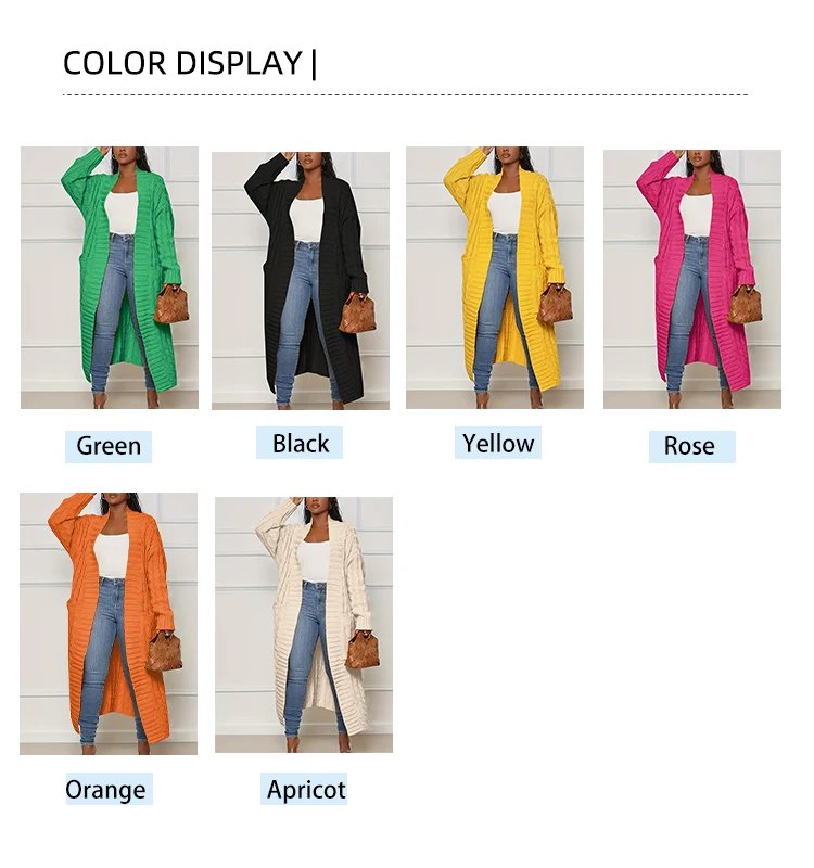 2023 Autumn and Winter New Fashion Women's Cardigan Long Sleeve Sweater with Pockets Women's Cardigan Chunky Knit Top Sweater
