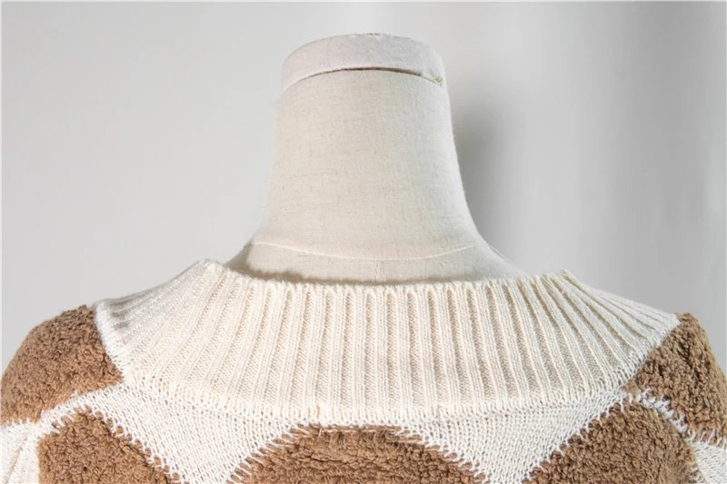 Colorfaith 2023 Plaid Chic Cardigans Button Puff Sleeve Checkered Oversized Women's Sweaters Winter Spring Sweater Tops SW658