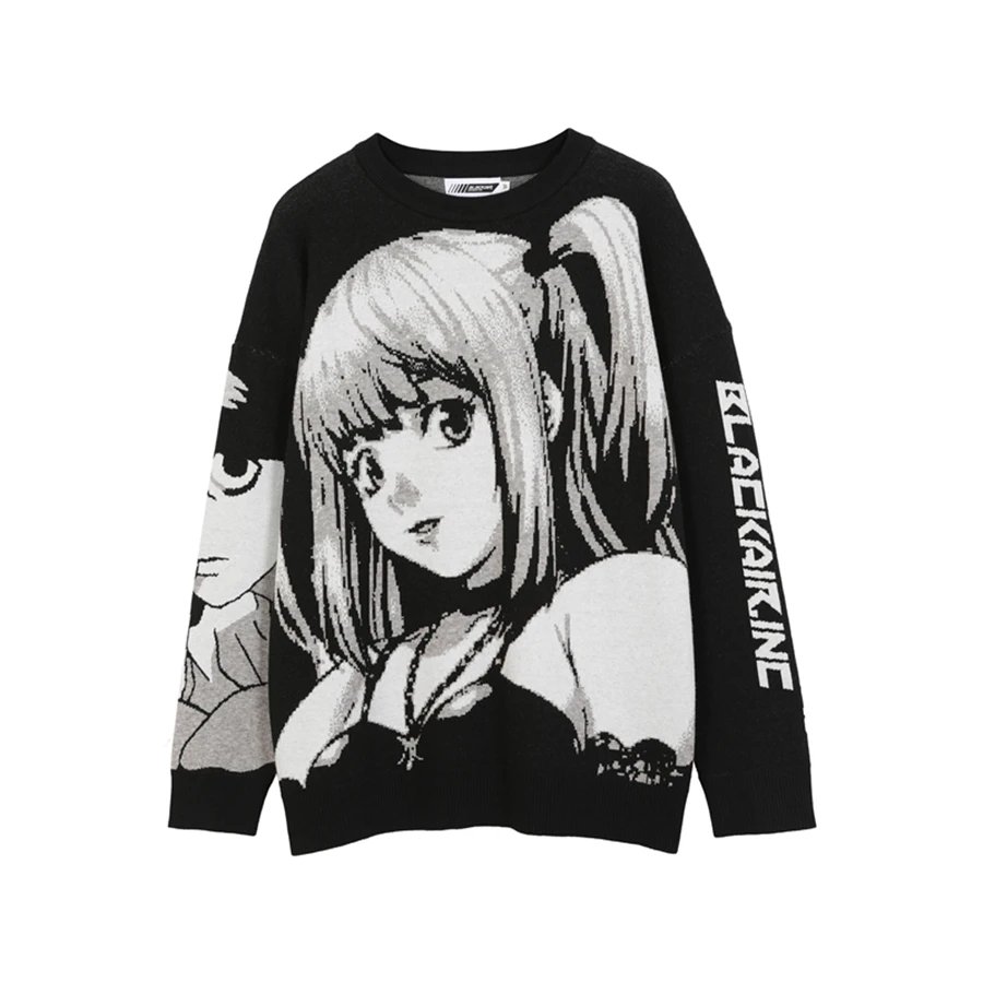 Mens Hip Hop Streetwear Harajuku Sweater Vintage Japanese Style Anime Girl Knitted 2022 Cotton Pullover Sweaters Male
