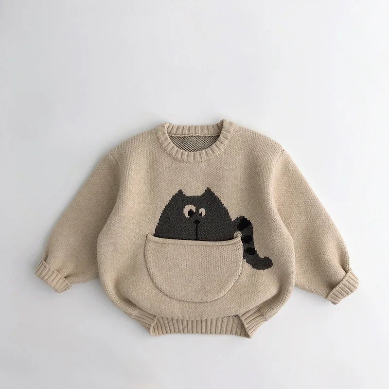 Kids Clothes Sweaters Cartoon Boys Knitwear Korean Style Children Pullover Outwear