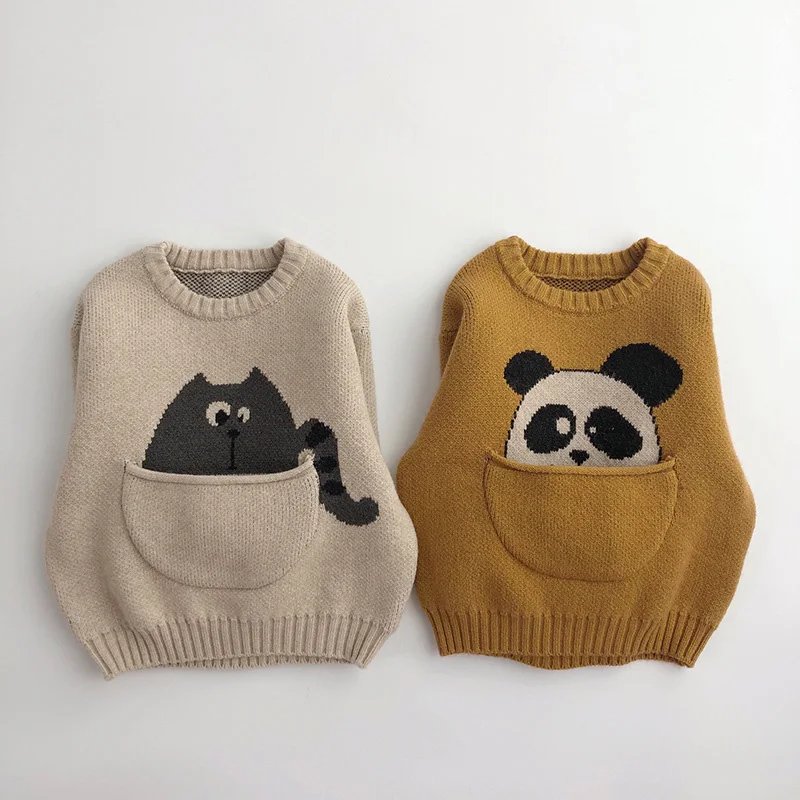 Kids Clothes Sweaters Cartoon Boys Knitwear Korean Style Children Pullover Outwear