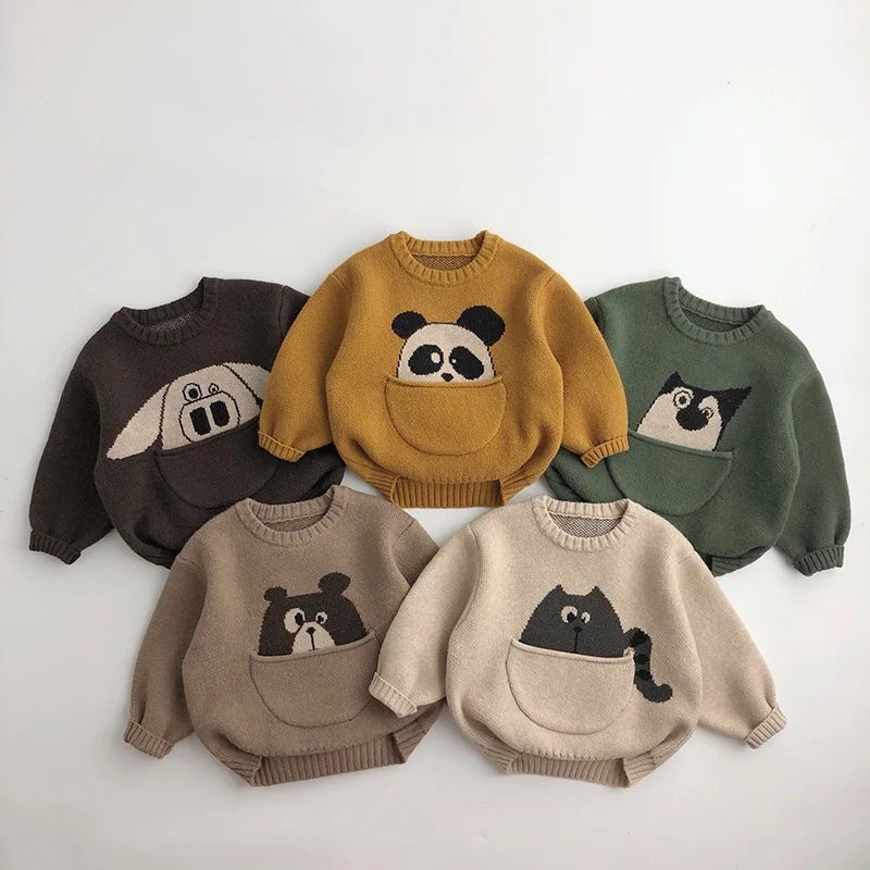 Kids Clothes Sweaters Cartoon Boys Knitwear Korean Style Children Pullover Outwear