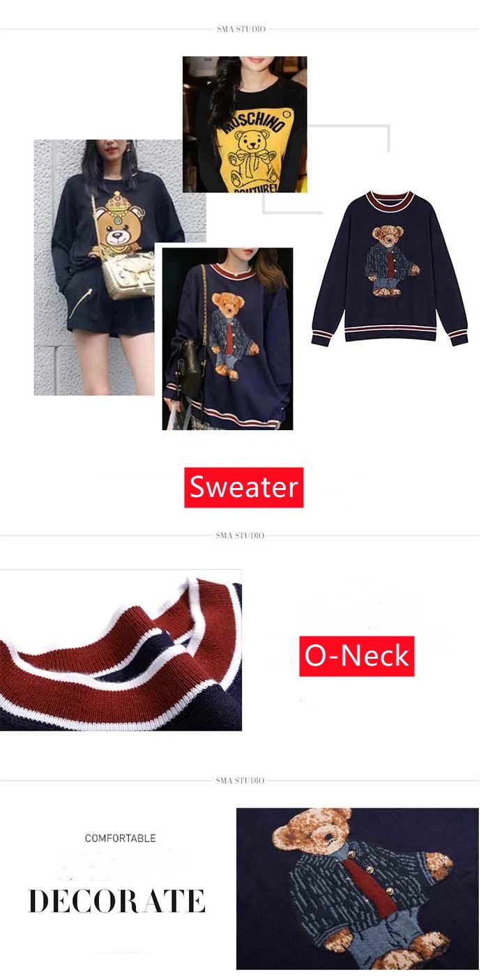 2023 Autumn Winter Women's Vest Japanese Style Cartoon Bear Pullover Vest Sweater Oversize Harajuku Kawaii Clothes Knitted Vest