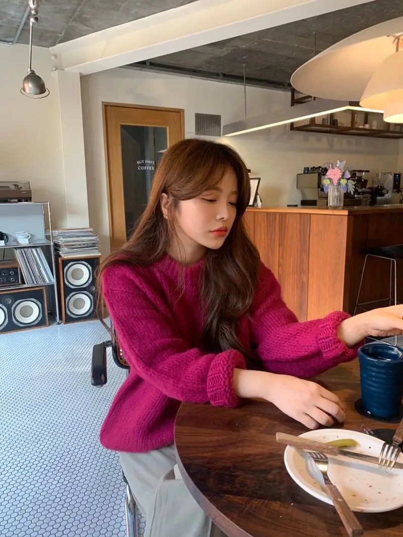 10 Colors Pink Women Sweater Womens Winter Sweaters Pullover Female Knitting Overszie Long Sleeve Loose Knitted Outerwear White