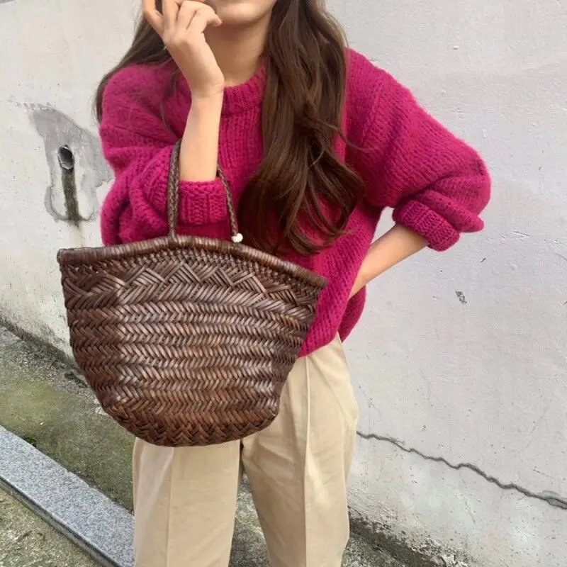 10 Colors Pink Women Sweater Womens Winter Sweaters Pullover Female Knitting Overszie Long Sleeve Loose Knitted Outerwear White