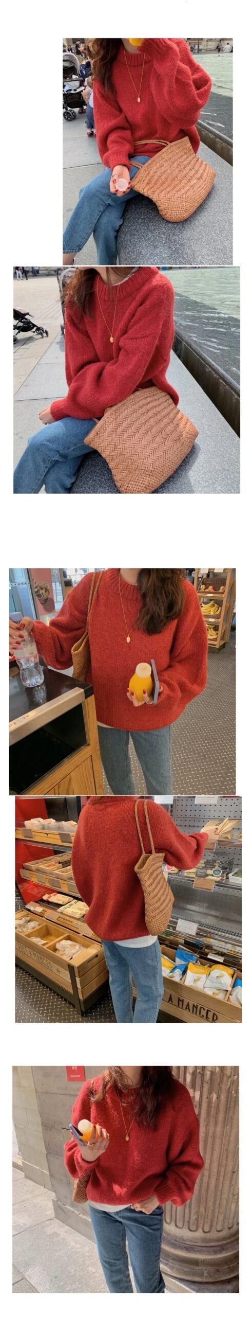 10 Colors Pink Women Sweater Womens Winter Sweaters Pullover Female Knitting Overszie Long Sleeve Loose Knitted Outerwear White