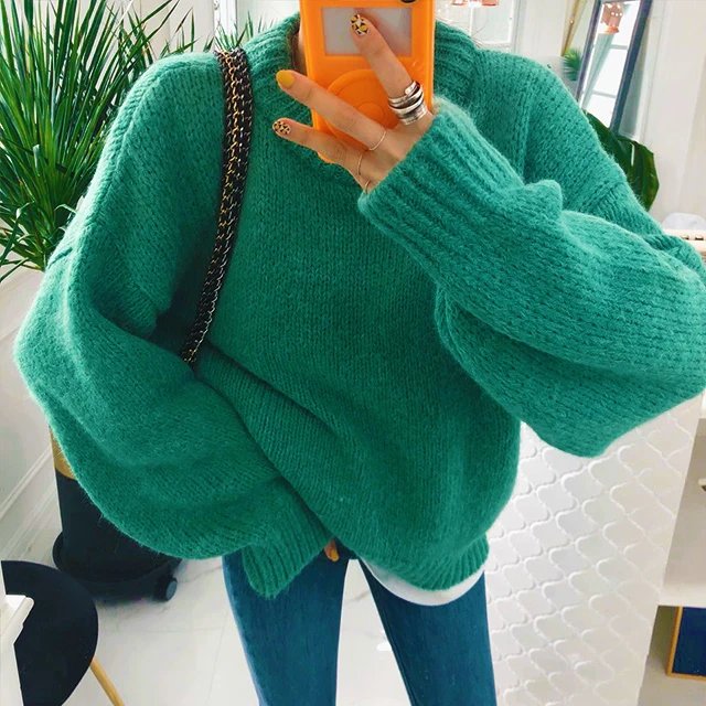 10 Colors Pink Women Sweater Womens Winter Sweaters Pullover Female Knitting Overszie Long Sleeve Loose Knitted Outerwear White