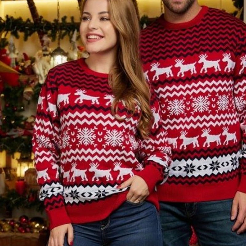 2023 New Winter Mom Dad Kids Matching Knitting Sweaters Christmas Family Couples Jumpers Warm Thicken Casual Knitwear Xmas Look