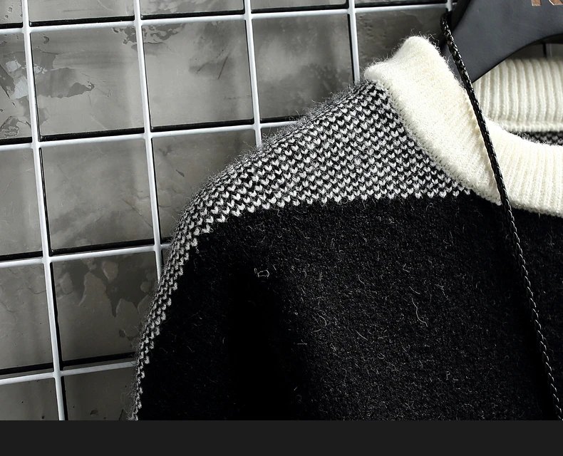 Half High Collar Color Blocking Warm Sweater/ High Quality Men Spring Autumn Slim Leisure Korean Long Sleeve Loose Knit Pullover