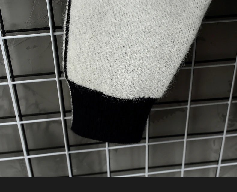 Half High Collar Color Blocking Warm Sweater/ High Quality Men Spring Autumn Slim Leisure Korean Long Sleeve Loose Knit Pullover