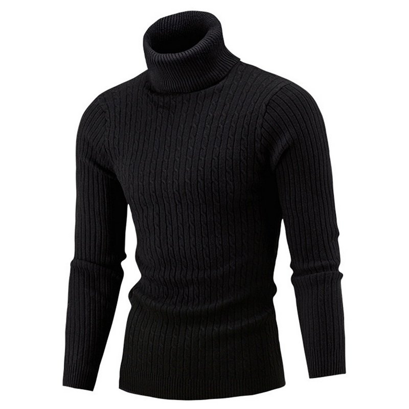 Autumn Winter Men's Warm Sweater Long Sleeve Turtleneck Sweater Retro Knitted Sweater Pullover Sweater