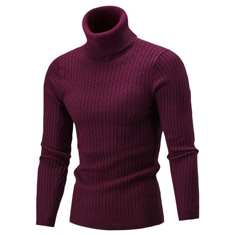 Autumn Winter Men's Warm Sweater Long Sleeve Turtleneck Sweater Retro Knitted Sweater Pullover Sweater