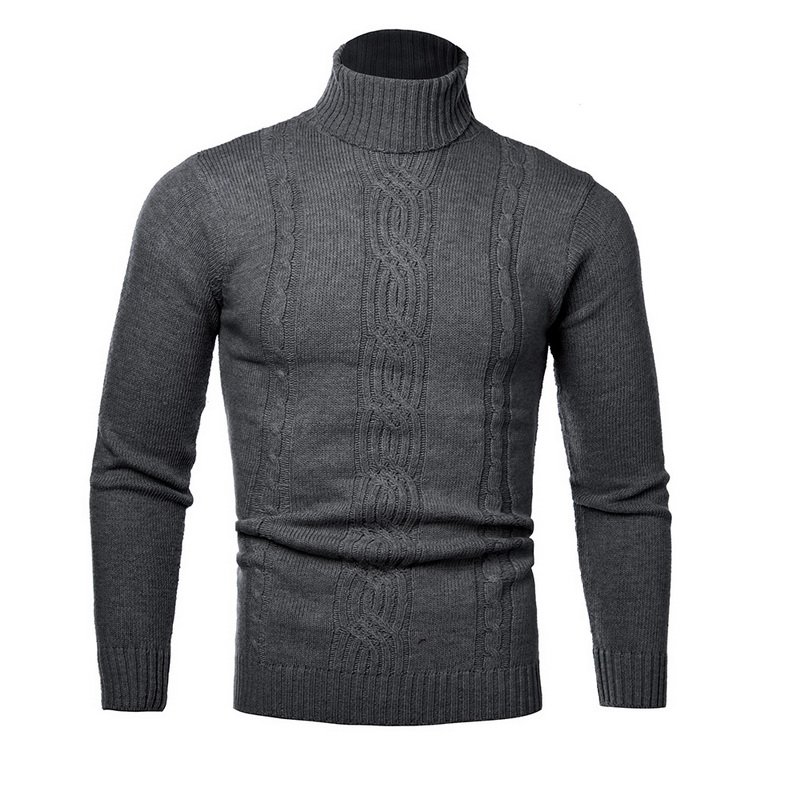 Autumn Winter Men's Warm Sweater Long Sleeve Turtleneck Sweater Retro Knitted Sweater Pullover Sweater
