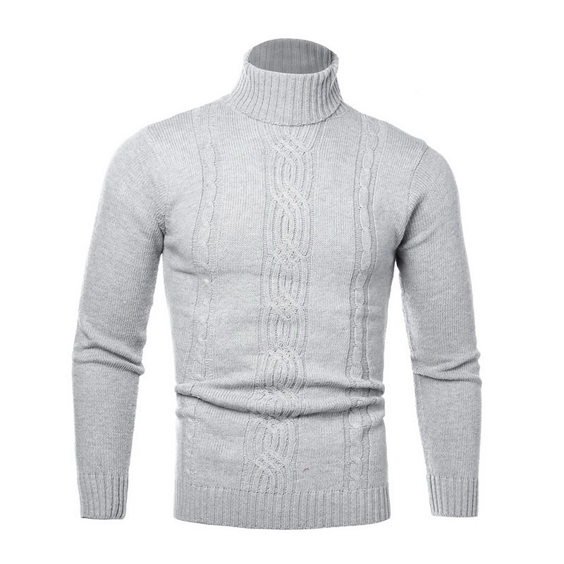 Autumn Winter Men's Warm Sweater Long Sleeve Turtleneck Sweater Retro Knitted Sweater Pullover Sweater