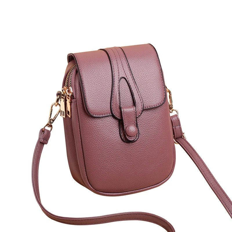 Simple Design PU Leather Crossbody Shoulder Bags for Women Spring Retro Branded Handbags and Purses Ladies Mobile Phone sac