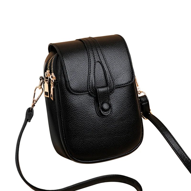 Simple Design PU Leather Crossbody Shoulder Bags for Women Spring Retro Branded Handbags and Purses Ladies Mobile Phone sac