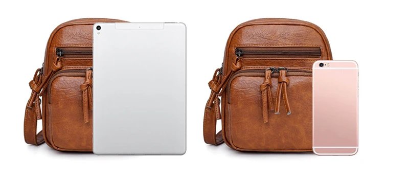 Vintage Crossbody Bag Women Soft PU Leather Shoulder Bag Multifunction Messenger Bag Small Square Bag Big Capacity Bag