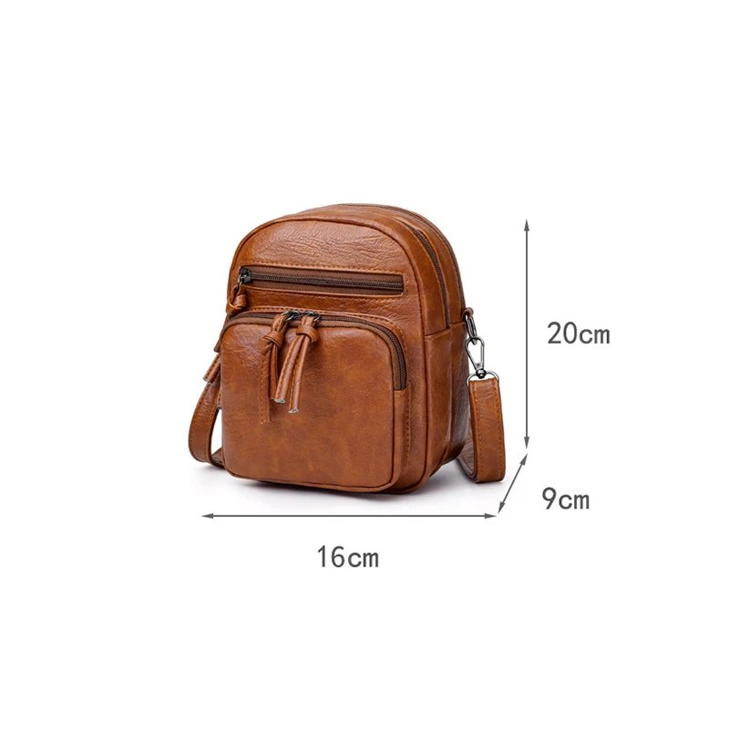 Vintage Crossbody Bag Women Soft PU Leather Shoulder Bag Multifunction Messenger Bag Small Square Bag Big Capacity Bag