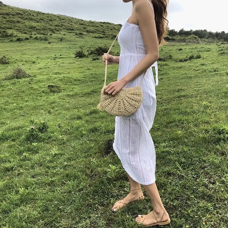 New Half Round Straw Bags for Women Summer Beach Rattan Bag Handmade Woven Half Moon Crossbody Handbags Bohemia New Half Round Straw Bags for Women Summer Beach Rattan Bag Handmade Woven Half Moon Crossbody Handbags Bohemia