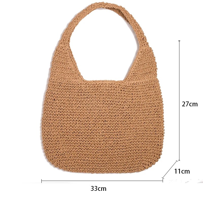 Summer Straw Bag For Women Woven Handmade Handbag Large Capacity Lady Tote Vacation Beach Bag Rattan Shoulder Bag Bolsa