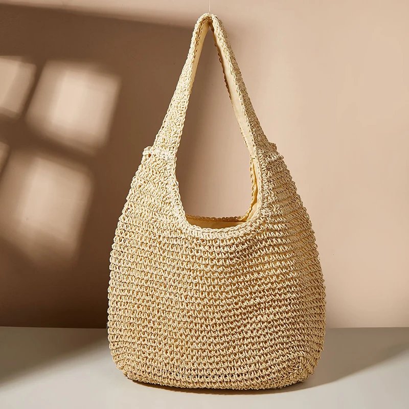 Summer Straw Bag For Women Woven Handmade Handbag Large Capacity Lady Tote Vacation Beach Bag Rattan Shoulder Bag Bolsa
