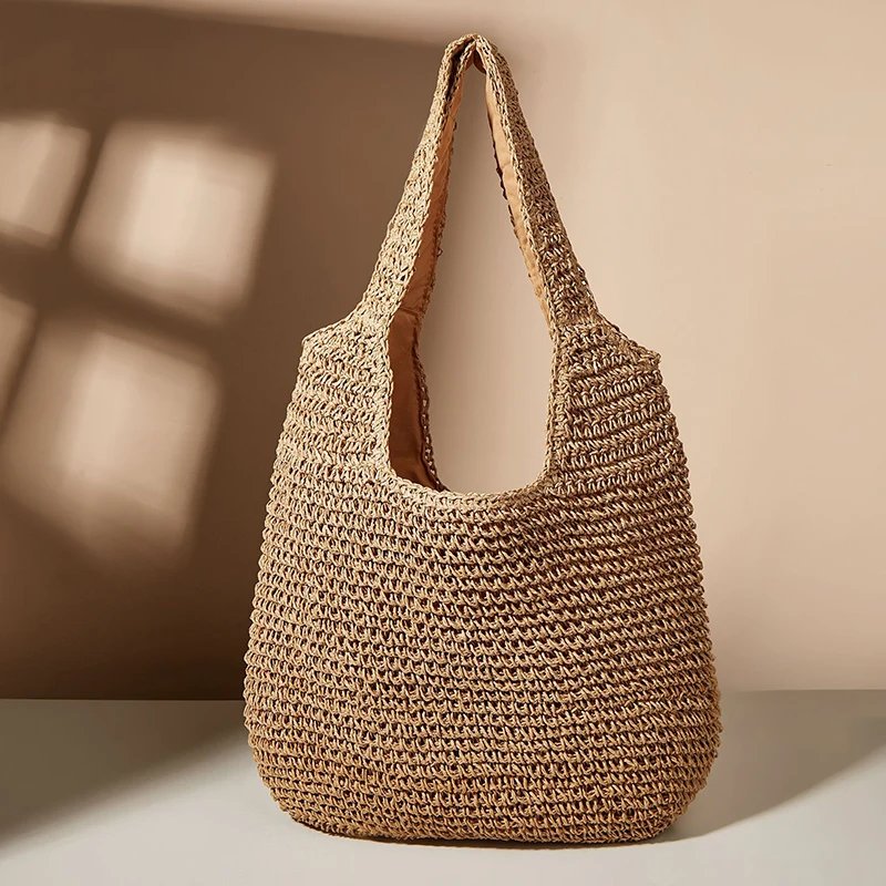 Summer Straw Bag For Women Woven Handmade Handbag Large Capacity Lady Tote Vacation Beach Bag Rattan Shoulder Bag Bolsa