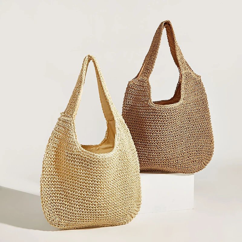 Summer Straw Bag For Women Woven Handmade Handbag Large Capacity Lady Tote Vacation Beach Bag Rattan Shoulder Bag Bolsa