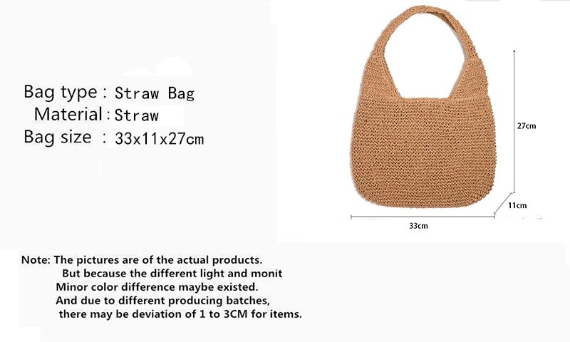 Summer Straw Bag For Women Woven Handmade Handbag Large Capacity Lady Tote Vacation Beach Bag Rattan Shoulder Bag Bolsa
