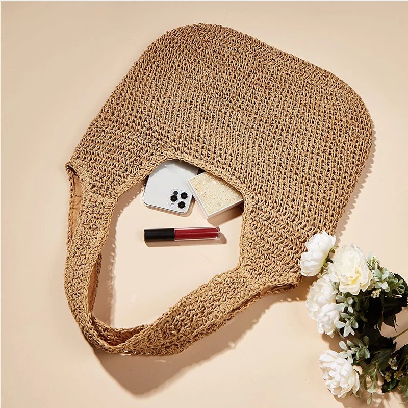 Summer Straw Bag For Women Woven Handmade Handbag Large Capacity Lady Tote Vacation Beach Bag Rattan Shoulder Bag Bolsa