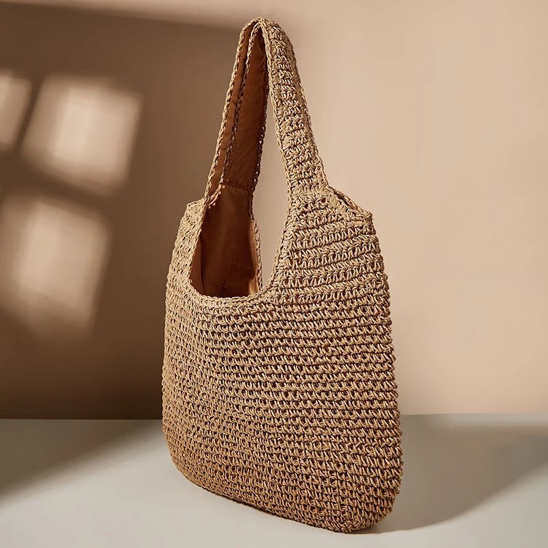 Summer Straw Bag For Women Woven Handmade Handbag Large Capacity Lady Tote Vacation Beach Bag Rattan Shoulder Bag Bolsa