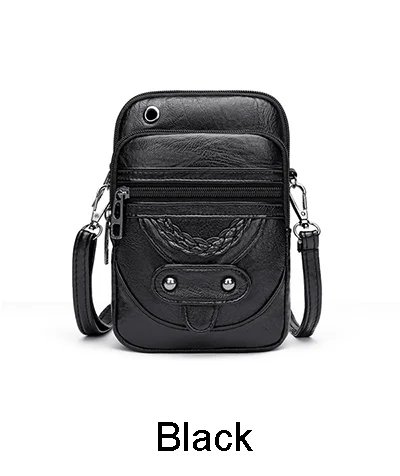 Retro Women's Handbag Soft Leather Shoulder Messenger Bag Cellphone Crossbody Bag Multifunction Square Bag Shopping Purse Bolsa