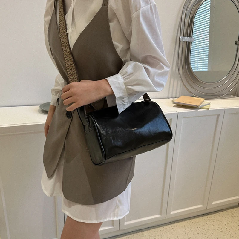 Vintage PU Leather Boston Women Small Handbag and Purse Fashion Designer Crossbody Bag Female Casual Travel Pillow Shoulder Bag Vintage PU Leather Boston Women Small Handbag and Purse Fashion Designer Crossbody Bag Female Casual Travel Pillow Shoulder Bag