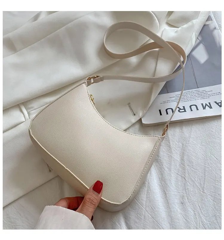 Retro Solid Color PU Leather Shoulder Underarm Bag Women's Fashion Handbags Casual Hobos Purses and Handbag Ladies Hand Bags