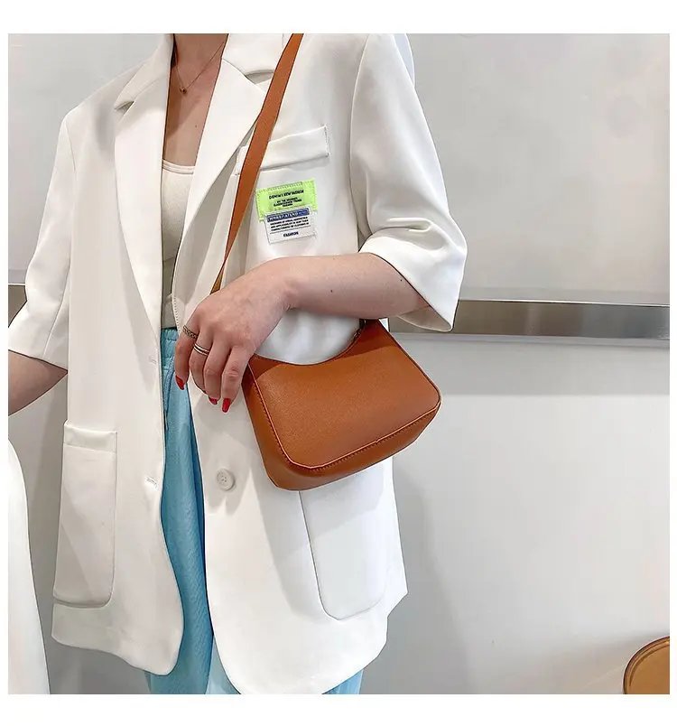 Retro Solid Color PU Leather Shoulder Underarm Bag Women's Fashion Handbags Casual Hobos Purses and Handbag Ladies Hand Bags