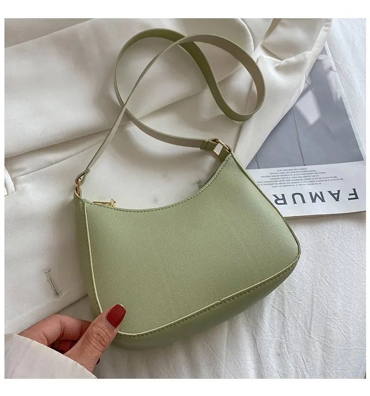 Retro Solid Color PU Leather Shoulder Underarm Bag Women's Fashion Handbags Casual Hobos Purses and Handbag Ladies Hand Bags