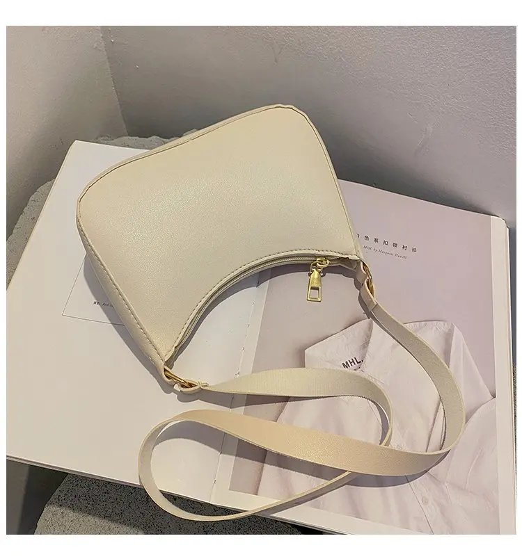 Retro Solid Color PU Leather Shoulder Underarm Bag Women's Fashion Handbags Casual Hobos Purses and Handbag Ladies Hand Bags
