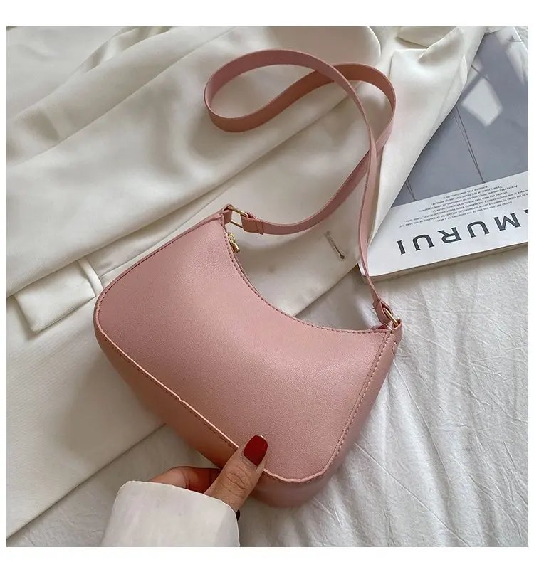 Retro Solid Color PU Leather Shoulder Underarm Bag Women's Fashion Handbags Casual Hobos Purses and Handbag Ladies Hand Bags