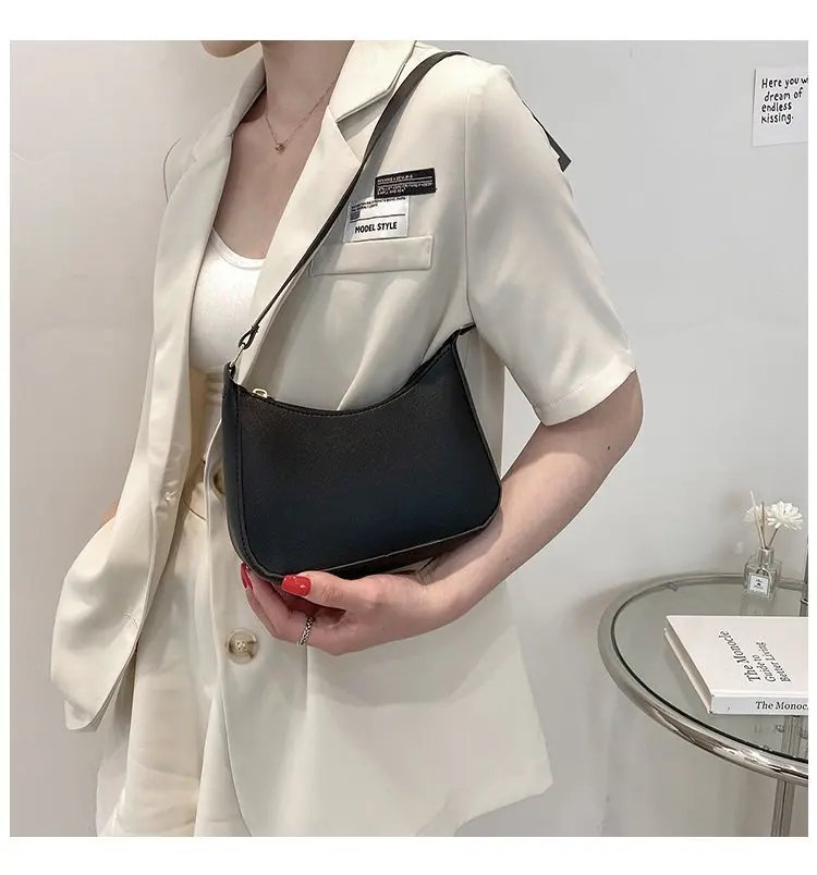 Retro Solid Color PU Leather Shoulder Underarm Bag Women's Fashion Handbags Casual Hobos Purses and Handbag Ladies Hand Bags
