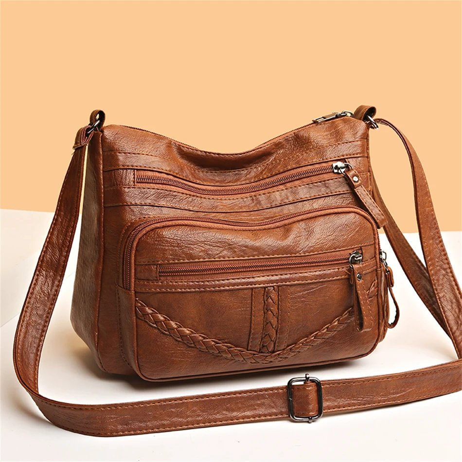 Vintage Soft Leather Luxury Purses and Handbags 2023 High Quality Women's Bag Design Multi-pocket Ladies Crossbody Shoulder Bags