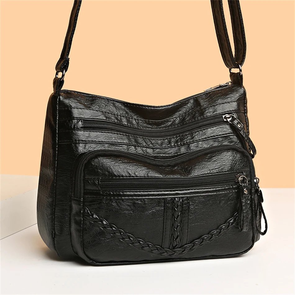 Vintage Soft Leather Luxury Purses and Handbags 2023 High Quality Women's Bag Design Multi-pocket Ladies Crossbody Shoulder Bags