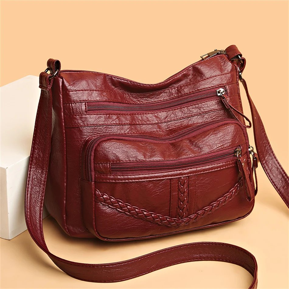 Vintage Soft Leather Luxury Purses and Handbags 2023 High Quality Women's Bag Design Multi-pocket Ladies Crossbody Shoulder Bags