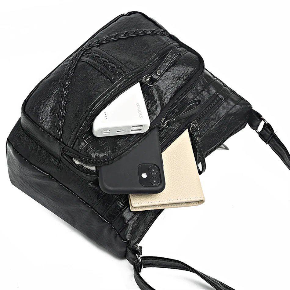 Vintage Soft Leather Luxury Purses and Handbags 2023 High Quality Women's Bag Design Multi-pocket Ladies Crossbody Shoulder Bags