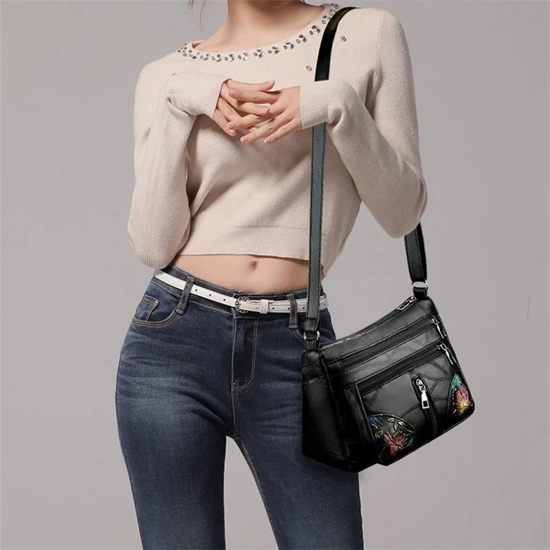 High Quality Women's Soft Leather Shoulder Bags Multi-Layer Classic Crossbody Bag Luxury Designer Handbag And Purse